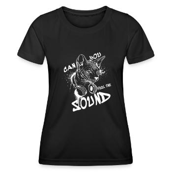 can you feel the sound - T-shirt sport Femme - noir - Devant - AI Model Female 172 light (172cm)