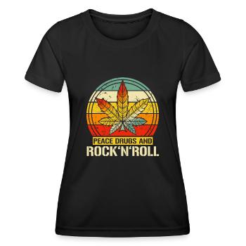 Peace Rock 'n' Roll Rock Kleidung Vintage Cannabis - Frauen Funktions-T-Shirt - Schwarz - Vorne - AI Model Female 172 light (172cm)