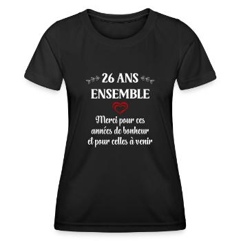 26 ans ensemble - T-shirt sport Femme - noir - Devant - AI Model Female 172 light (172cm)