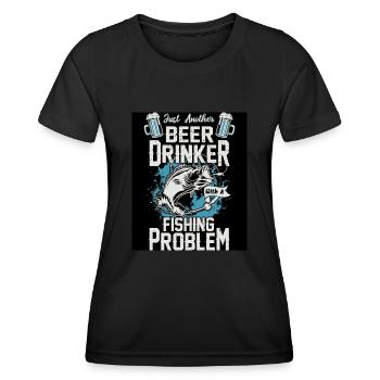 La pêche. - T-shirt sport Femme - noir - Devant - AI Model Female 172 light (172cm)