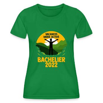 Bachelier 2022 Vacances Mode on Ideé Cadeau Humour - T-shirt sport Femme - vert - Devant - AI Model Female 172 dark (172cm)