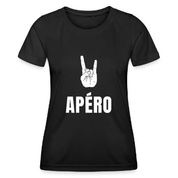 L'apéro c'est cool - Signe Surfeur Shaka - T-shirt sport Femme - noir - Devant - AI Model Female 172 light (172cm)