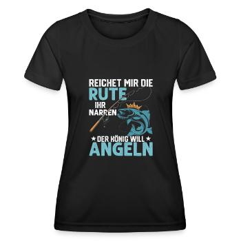 Reichet mir die Rute ihr Narren Angler Fischer - Frauen Funktions-T-Shirt - Schwarz - Vorne - AI Model Female 172 light (172cm)