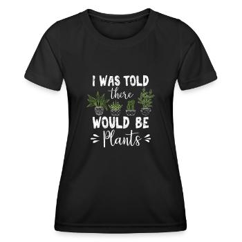 On m’a dit qu’il y aurait des plantes succulentes O - T-shirt sport Femme - noir - Devant - AI Model Female 172 light (172cm)