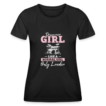 Drummer Girl Funny Drummer Percussion Drums Band M - Frauen Funktions-T-Shirt - Schwarz - Vorne - AI Model Female 172 light (172cm)