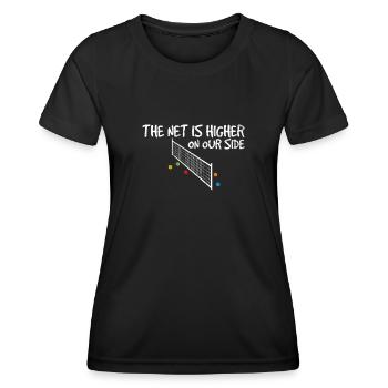 Le filet est plus haut de notre côté Drôle de pickleball pla - T-shirt sport Femme - noir - Devant - AI Model Female 172 light (172cm)