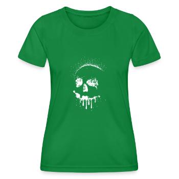 Human Skull Mansion Haunted Spooky Funny Horror - Frauen Funktions-T-Shirt - Kelly Green - Vorne - AI Model Female 172 dark (172cm)