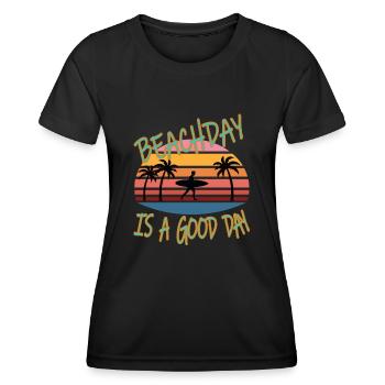 Chemise de vacances à la plage - T-shirt sport Femme - noir - Devant - AI Model Female 172 light (172cm)