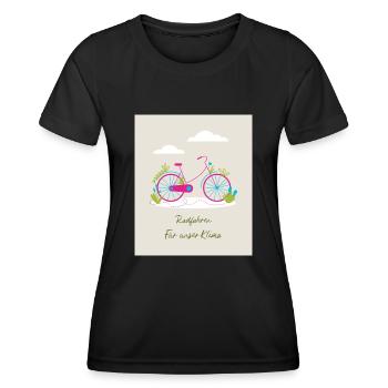 Radfahren für unser Klima - Frauen Funktions-T-Shirt - Schwarz - Vorne - AI Model Female 172 light (172cm)