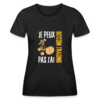 Je peux pas j'ai bitcoin trading BTC - T-shirt sport Femme - noir - Devant - AI Model Female 172 light (172cm)