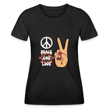 Frieden und Liebe Frau Handzeichen - Frauen Funktions-T-Shirt - Schwarz - Vorne - AI Model Female 172 light (172cm)