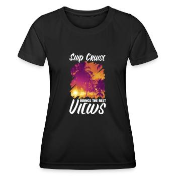Cruising Vacation - Cruise Ship - Frauen Funktions-T-Shirt - Schwarz - Vorne - AI Model Female 172 light (172cm)