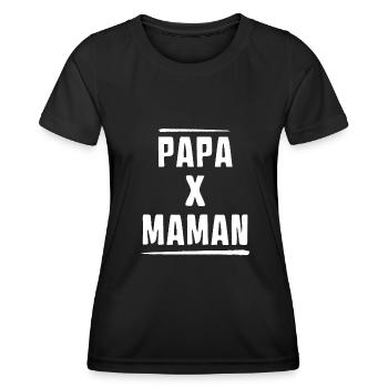 Papa X Maman bébé grossesse Annonce - T-shirt sport Femme - noir - Devant - AI Model Female 172 light (172cm)