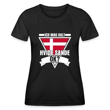 Hvide Sande Urlaub Ringkøbing Fjord - Frauen Funktions-T-Shirt - Schwarz - Vorne - AI Model Female 172 light (172cm)