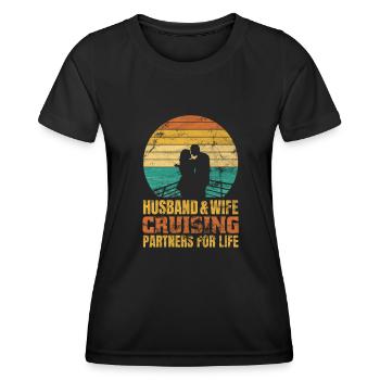 mari et femme cadeau de croisière - T-shirt sport Femme - noir - Devant - AI Model Female 172 light (172cm)