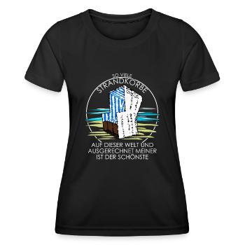 Strandkorb Ostsee Nordsee Witz Urlaub - Frauen Funktions-T-Shirt - Schwarz - Vorne - AI Model Female 172 light (172cm)