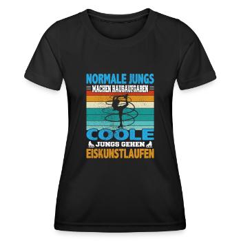 Normale Jungs Hausaufgaben coole Eiskunstlauf - Frauen Funktions-T-Shirt - Schwarz - Vorne - AI Model Female 172 light (172cm)