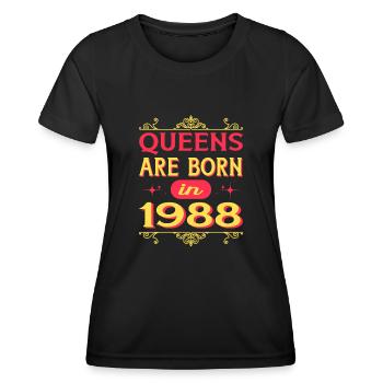 Les reines sont nées en 1988 année d’anniversaire de naissance - T-shirt sport Femme - noir - Devant - AI Model Female 172 light (172cm)