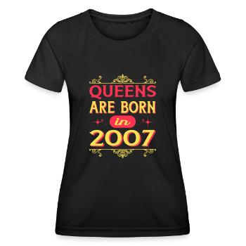 Les reines sont nées en 2007 année de naissance - T-shirt sport Femme - noir - Devant - AI Model Female 172 light (172cm)