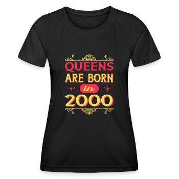 Les reines sont nées en 2000 année de naissance - T-shirt sport Femme - noir - Devant - AI Model Female 172 light (172cm)