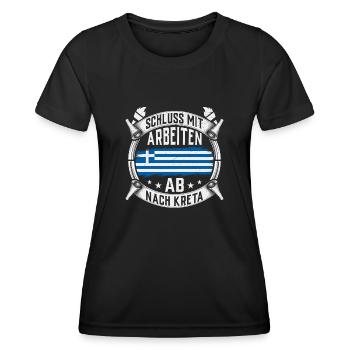 Schluss mit arbeiten ab nach Kreta Urlaub - Frauen Funktions-T-Shirt - Schwarz - Vorne - AI Model Female 172 light (172cm)