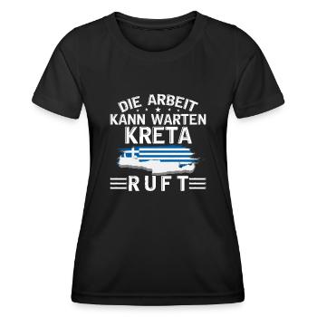 Die Arbeit kann warten Kreta Griechenland - Frauen Funktions-T-Shirt - Schwarz - Vorne - AI Model Female 172 light (172cm)