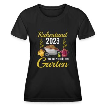 Rentner 2023 Zeit für den Garten Rente - Frauen Funktions-T-Shirt - Schwarz - Vorne - AI Model Female 172 light (172cm)