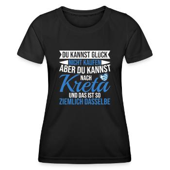 Kreta Glück Griechenland Urlaub - Frauen Funktions-T-Shirt - Schwarz - Vorne - AI Model Female 172 light (172cm)