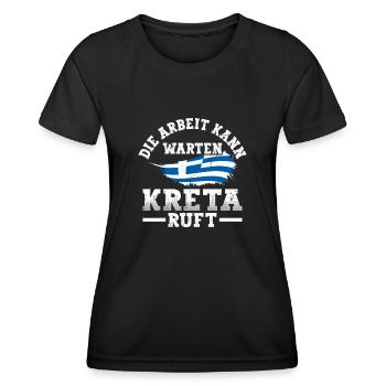 Die Arbeit kann warten Kreta Griechenland - Frauen Funktions-T-Shirt - Schwarz - Vorne - AI Model Female 172 light (172cm)