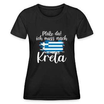 Platz da Kreta Griechenland Urlaub - Frauen Funktions-T-Shirt - Schwarz - Vorne - AI Model Female 172 light (172cm)