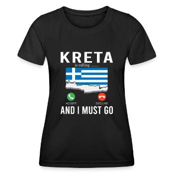 Kreta ruft ich muss los Griechenland Urlaub - Frauen Funktions-T-Shirt - Schwarz - Vorne - AI Model Female 172 light (172cm)