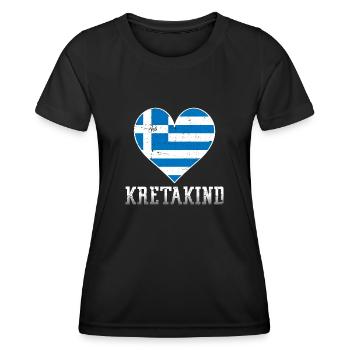 Kretakind Griechenland Urlaub Kreta - Frauen Funktions-T-Shirt - Schwarz - Vorne - AI Model Female 172 light (172cm)