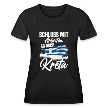 Schluss mit arbeiten ab nach Kreta Urlaub - Frauen Funktions-T-Shirt - Schwarz - Vorne - AI Model Female 172 light (172cm)