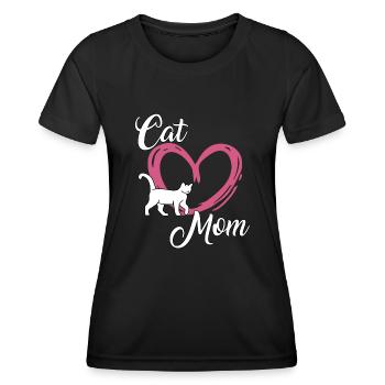 Katzen Mama Motiv Frauen Geschenk Katzenhalter - Frauen Funktions-T-Shirt - Schwarz - Vorne - AI Model Female 172 light (172cm)