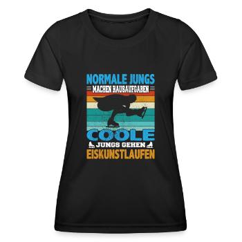 Normale Jungs Hausaufgaben coole Eiskunstlauf - Frauen Funktions-T-Shirt - Schwarz - Vorne - AI Model Female 172 light (172cm)
