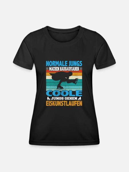 Normale Jungs Hausaufgaben coole Eiskunstlauf - Frauen Funktions-T-Shirt - Schwarz
