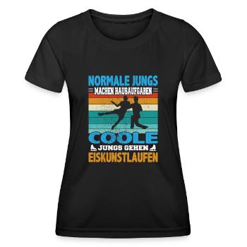 Normale Jungs Hausaufgaben coole Eiskunstlauf - Frauen Funktions-T-Shirt - Schwarz - Vorne - AI Model Female 172 light (172cm)