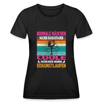 Normale Mädchen Hausaufgaben coole Eiskunstlauf - Frauen Funktions-T-Shirt - Schwarz - Vorne - AI Model Female 172 light (172cm)