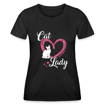 Niedliches Katzen Spruch Outfit Cat Lady Katzen - Frauen Funktions-T-Shirt - Schwarz - Vorne - AI Model Female 172 light (172cm)