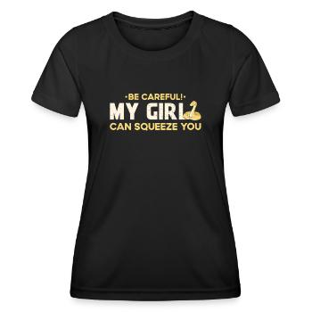 Banana Ball Python Aufpassen Mein Mädchen Kann - Frauen Funktions-T-Shirt - Schwarz - Vorne - AI Model Female 172 light (172cm)