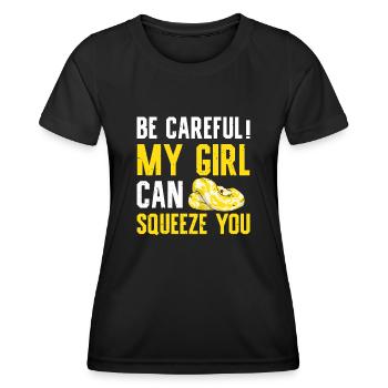 Banana Ball Python Aufpassen Mein Mädchen Kann - Frauen Funktions-T-Shirt - Schwarz - Vorne - AI Model Female 172 light (172cm)