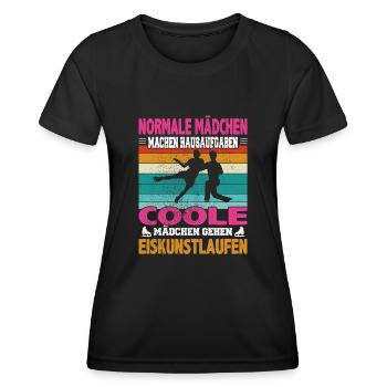 Normale Mädchen Hausaufgaben coole Eiskunstlauf - Frauen Funktions-T-Shirt - Schwarz - Vorne - AI Model Female 172 light (172cm)