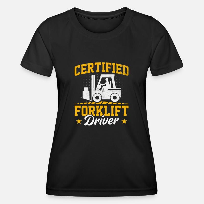 Forklift driver operator funny design - Women's Functional T-Shirt - black