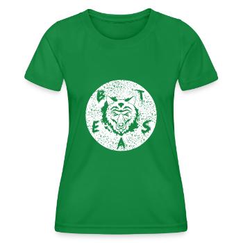 BEAST Cool Vintage Wolf Lover Designs T-Shirt - Women's Functional T-Shirt - kelly green - Front - AI Model Female 172 dark (172cm)