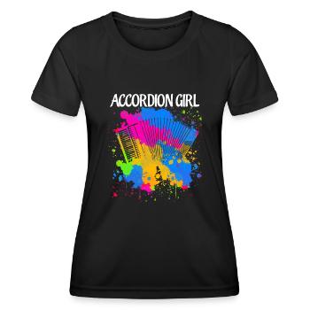 Akkordeon Girl Akkordeonist Zieharmonika - Frauen Funktions-T-Shirt - Schwarz - Vorne - AI Model Female 172 light (172cm)