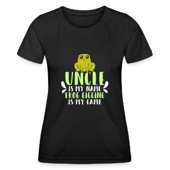 Oncle est mon nom Frogs Catch my game - T-shirt sport Femme - noir - Devant - AI Model Female 172 light (172cm)