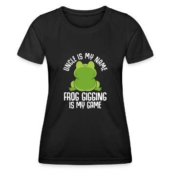 Oncle est mon nom Frogs Catch my game - T-shirt sport Femme - noir - Devant - AI Model Female 172 light (172cm)