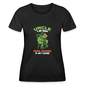 Oncle est mon nom Frogs Catch my game - T-shirt sport Femme - noir - Devant - AI Model Female 172 light (172cm)