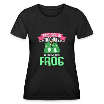 Cette fille est une alliée de crapaud amoureuse de sa grenouille - T-shirt sport Femme - noir - Devant - AI Model Female 172 light (172cm)