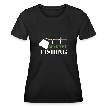 Aimant de pêche Aimant Fisher Pêcheur - T-shirt sport Femme - noir - Devant - AI Model Female 172 light (172cm)